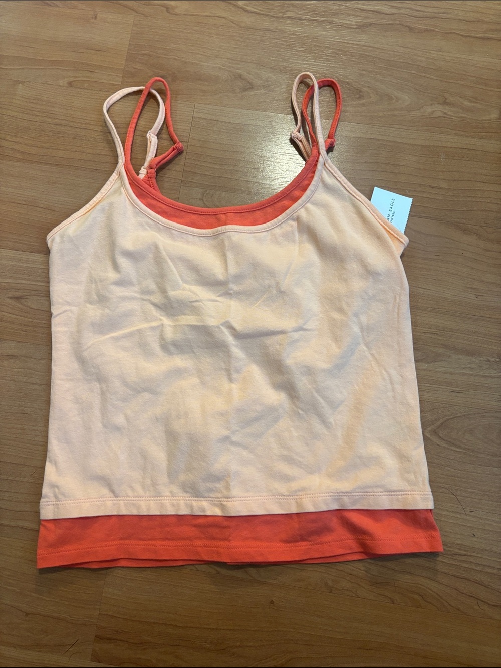 American Eagle Outfitters Peach Tank with Coral Trim